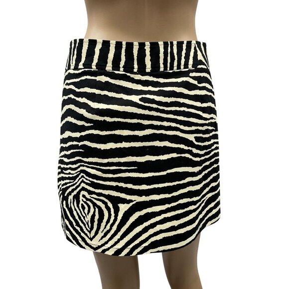 Ideology Womens Zebra Print Mini Wrap Skirt Black Beige A-Line Buttons Stretch 4 - Picture 3 of 10